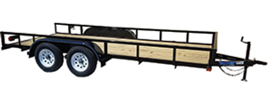 A Load Trail car hauler on a blank background